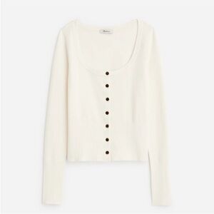 Madewell  The Signature Knit Scoopneck Cardigan Winter White NWT Size XL